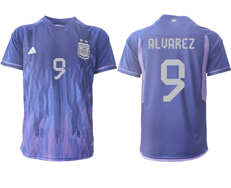 Men 2022 World Cup National Team Argentina away aaa version purple #9 Soccer Jersey->customized soccer jersey->Custom Jersey